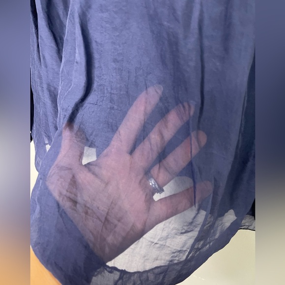 Giulia Made in Italy Boho Flowy Silk Top Blue Lace Relaxed Fit Size L - Picture 5 of 10